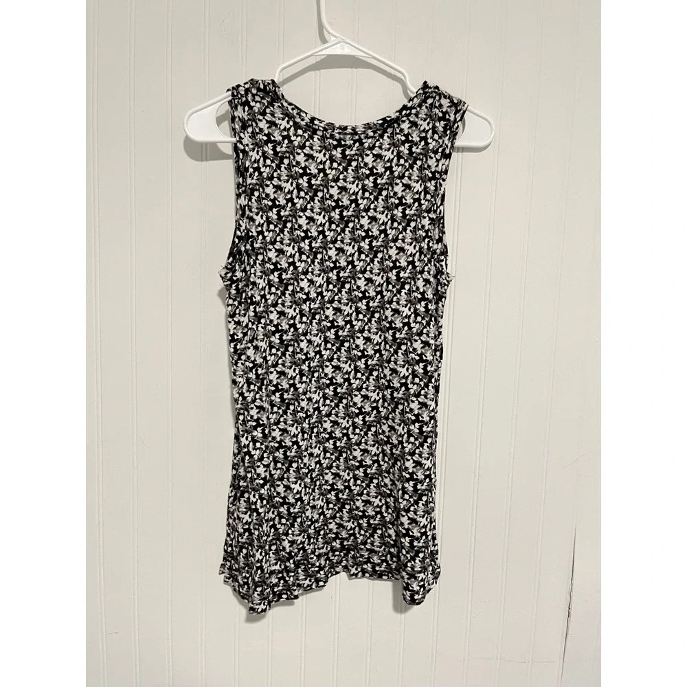 Simply Vera Vera Wang Tank Top Womens S Black Floral Rayon Scoop Neck